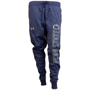 navy heather Under Armour sweatpants Penn State and Athletic Logo down left leg